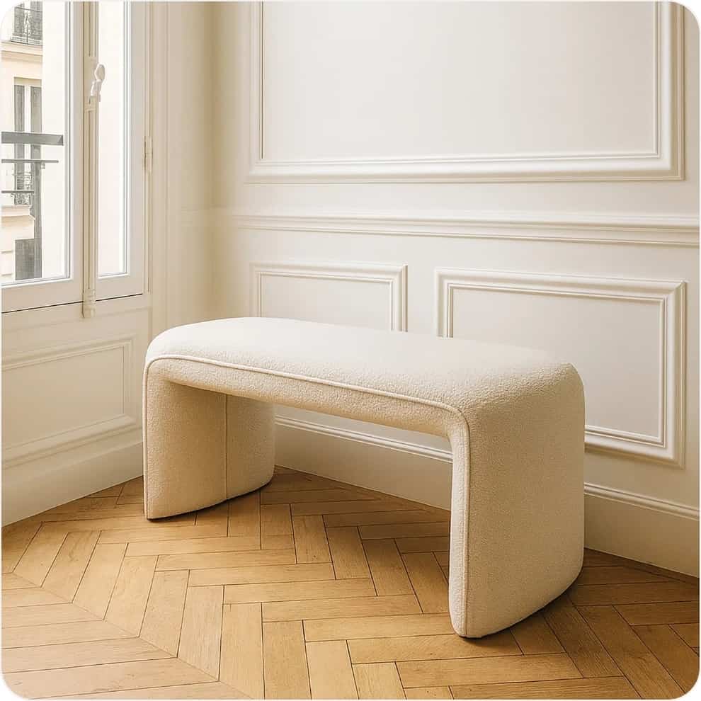 Banc tissu bouclette écru