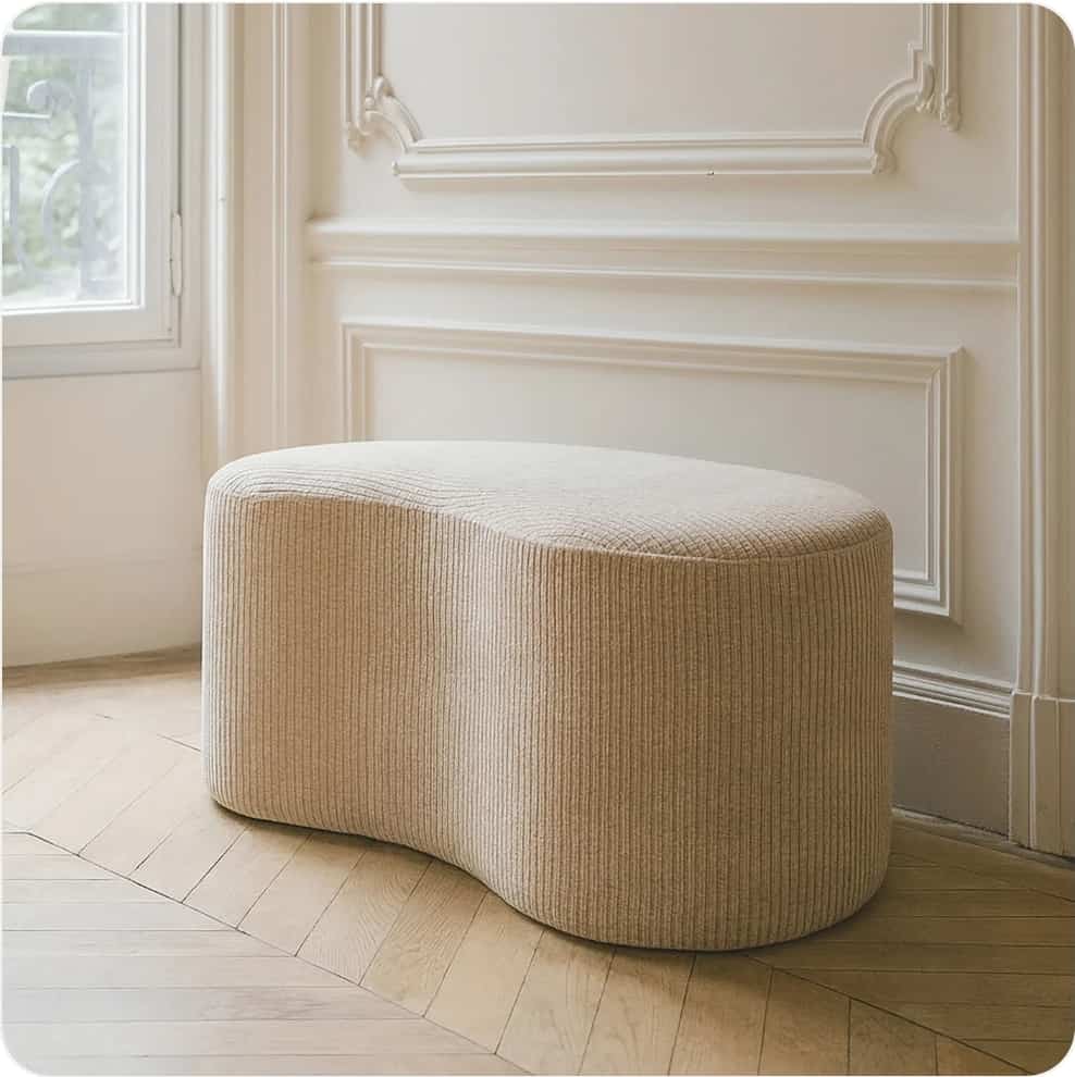 Banc organique en tissu côtelé