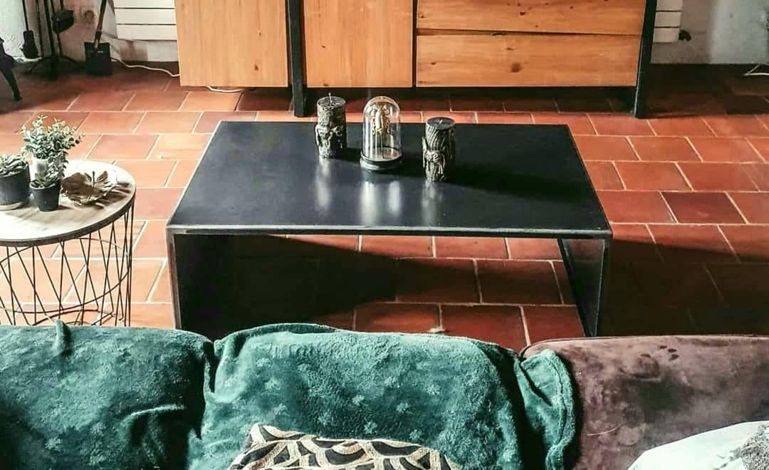 TABLE BASSE SOBRERA ACIER BRUT
